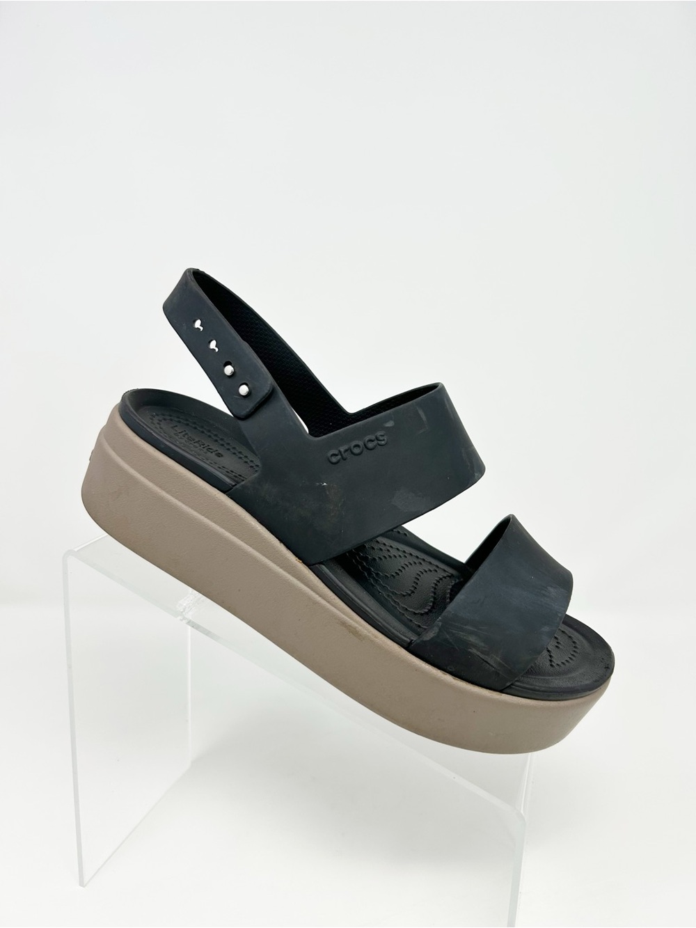 Crocs Brooklyn Low Wedge Slingback Sandals Womens W8 Black Mushroom